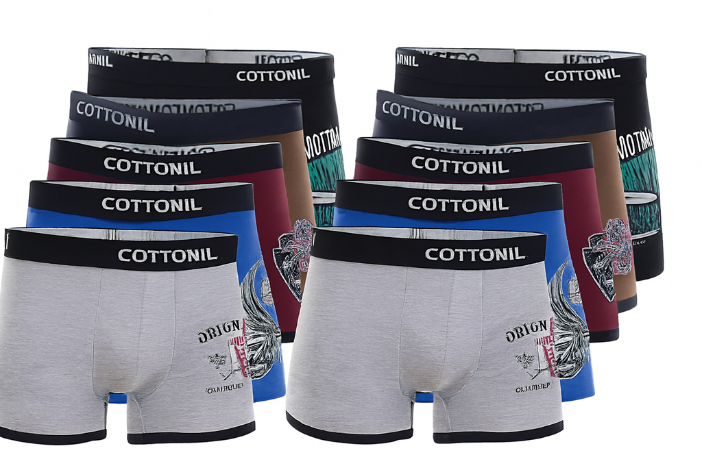 10 Pcs Men Boxer 100% Egyptian Cotton Comfort Boxer Briefs Plain Color Underwear