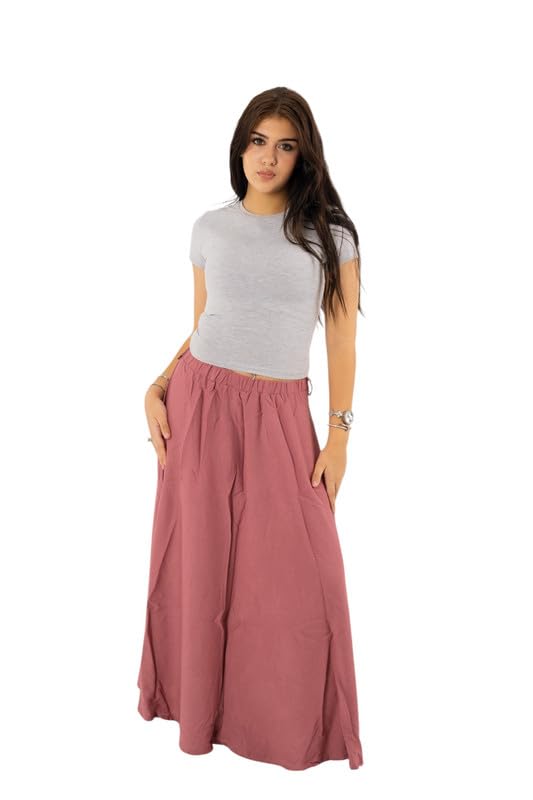 Mosca Women's Wear Basic Linen Long Skirt Elastic Waist