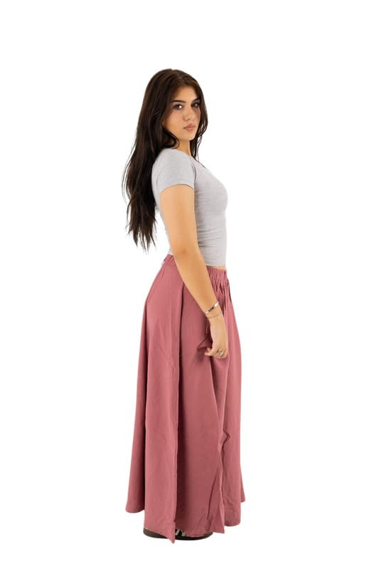 Mosca Women's Wear Basic Linen Long Skirt Elastic Waist