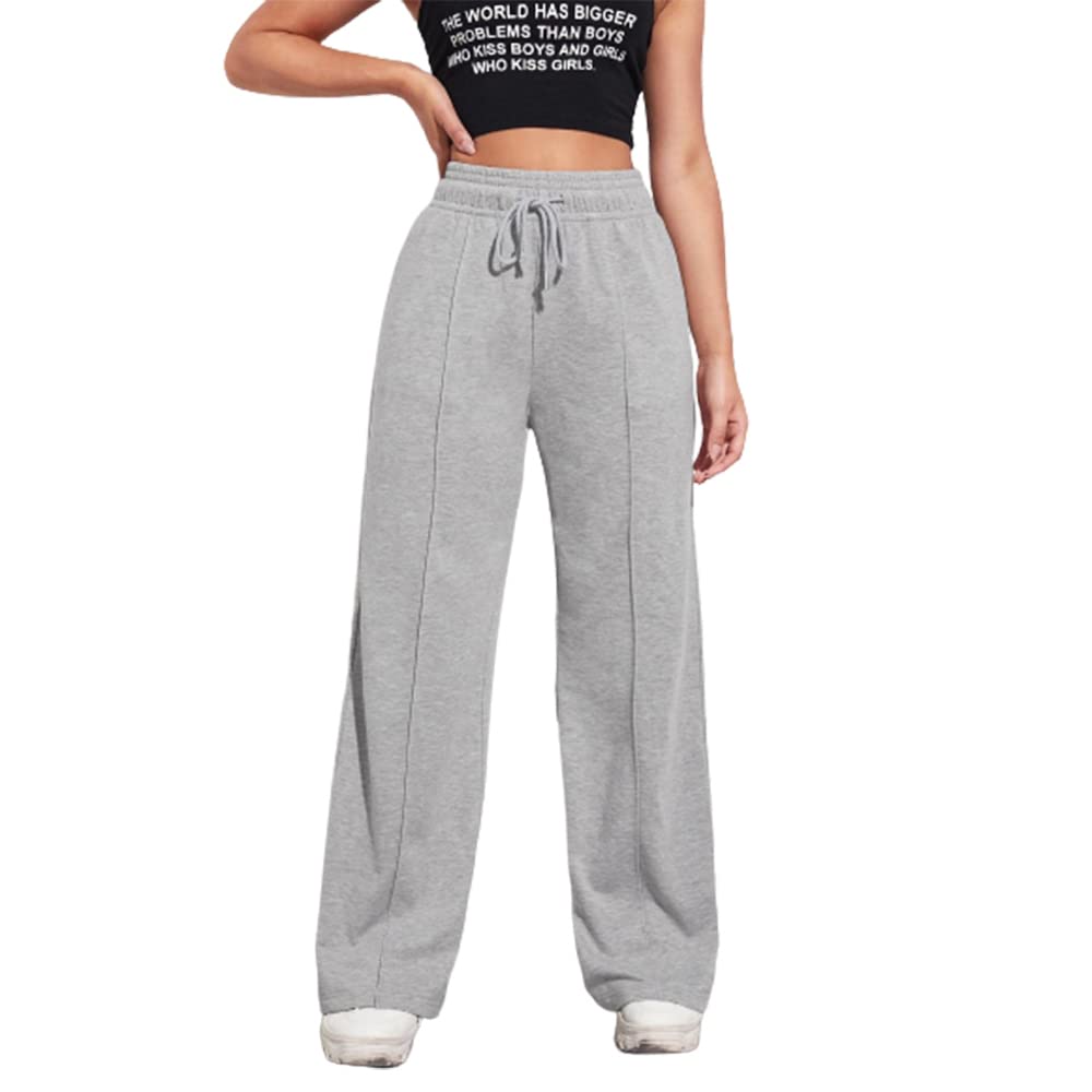 Sport Sweatpants Wide Leg With Line – High Waist - Side Pockets Drawstring Pants Women Sports wear