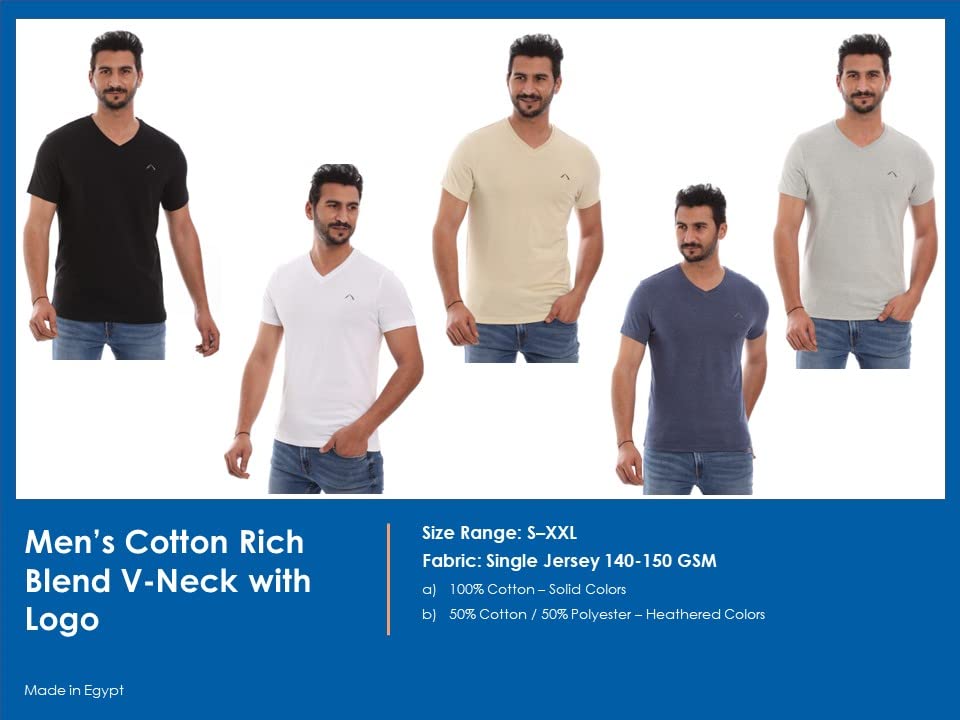 Cleocotton Mens V-Neck Logo T-Shirt (pack of 3)