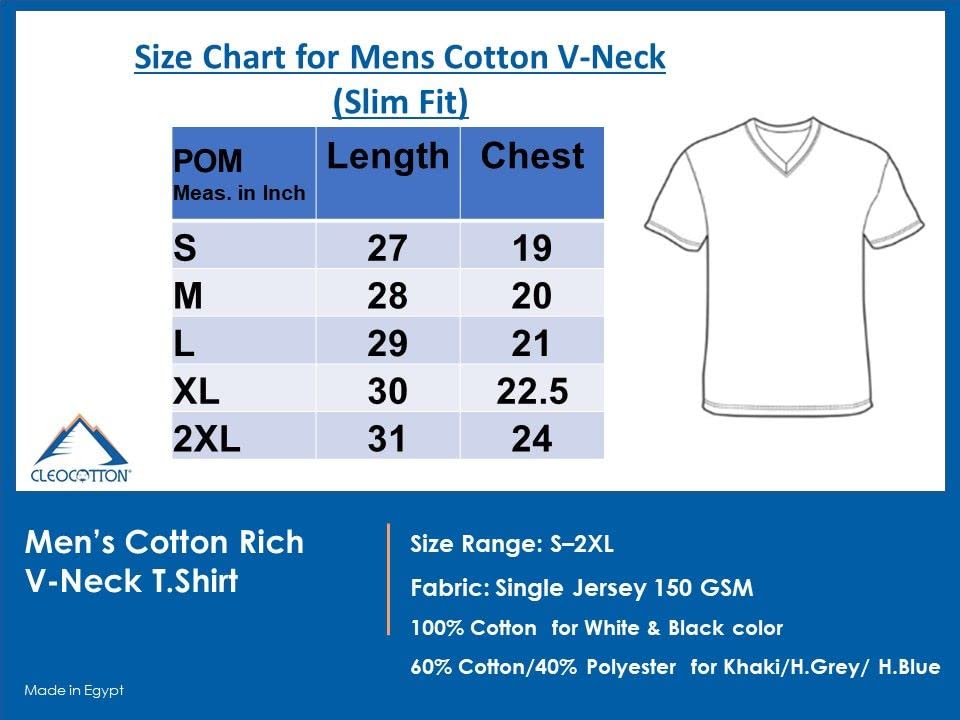 Cleocotton Mens V-Neck Logo T-Shirt (pack of 3)