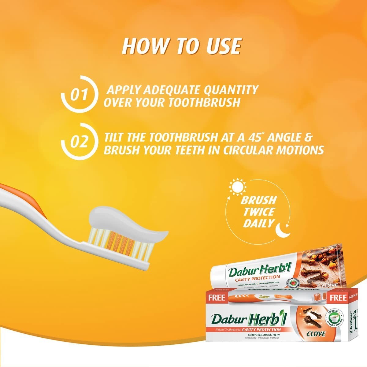 Dabur Herbal Natural Clove Toothpaste No Harmful Chemicals Toothbrush 150ml3