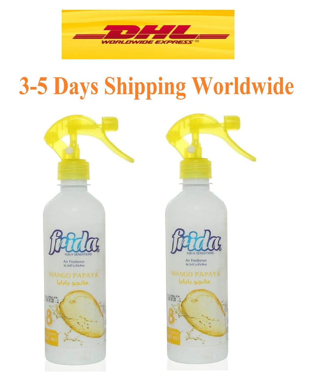 2 Frida Spray Air Freshener Long Lasting Mango Papaya Scent Aqua Sensation 460ml0