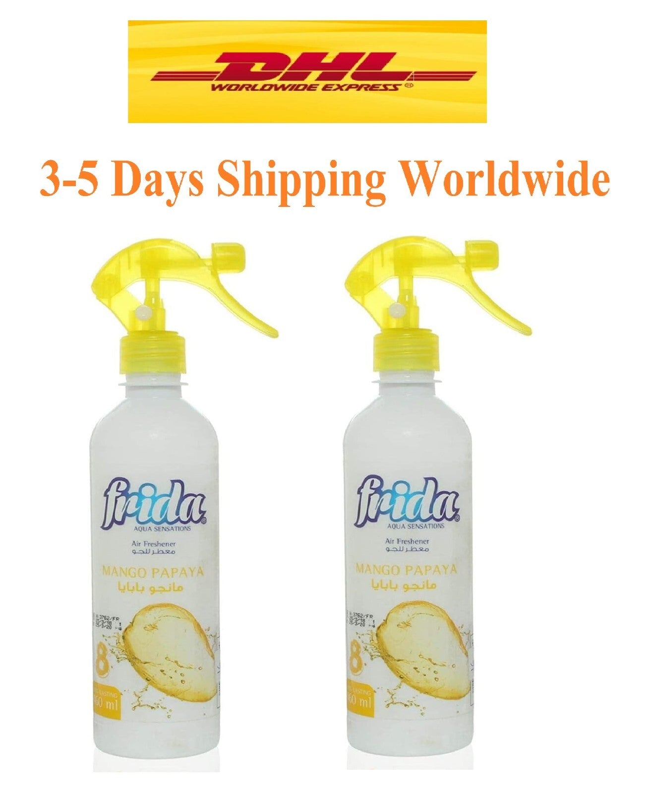 2 Frida Spray Air Freshener Long Lasting Mango Papaya Scent Aqua Sensation 460ml0