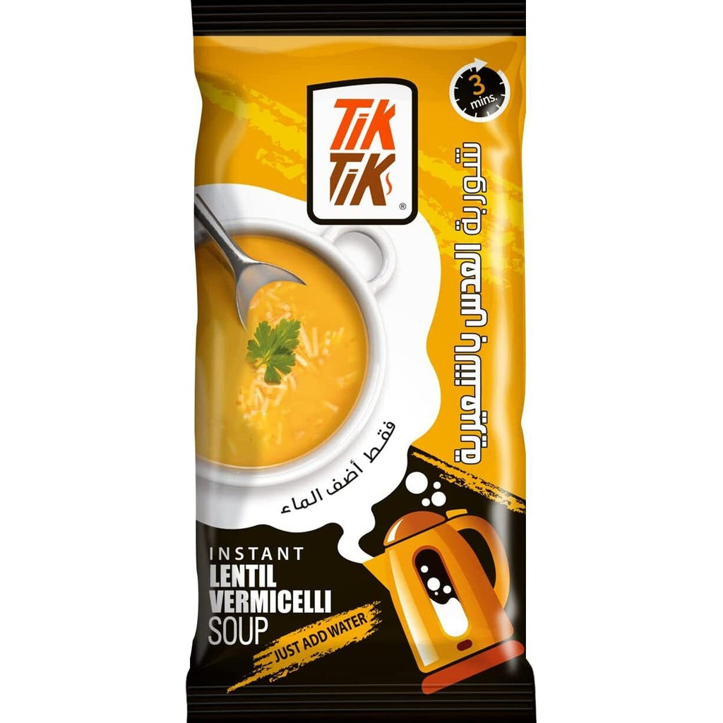Tik Tik Instant Lentil Soup Vegetarian Halal vermicelli 10 Packs X 50g شوربة عدس1