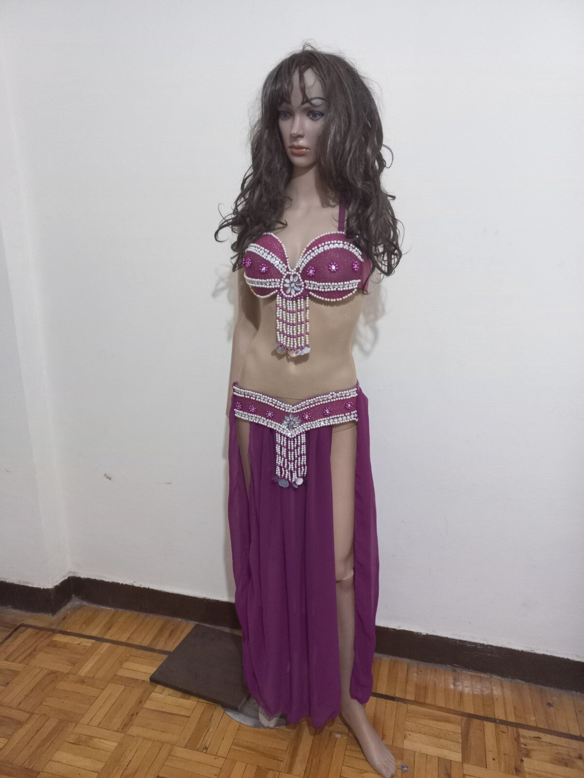 Egyptian Professional Belly Dance Costume Purple& Silver Sexy Belly dance Dress9