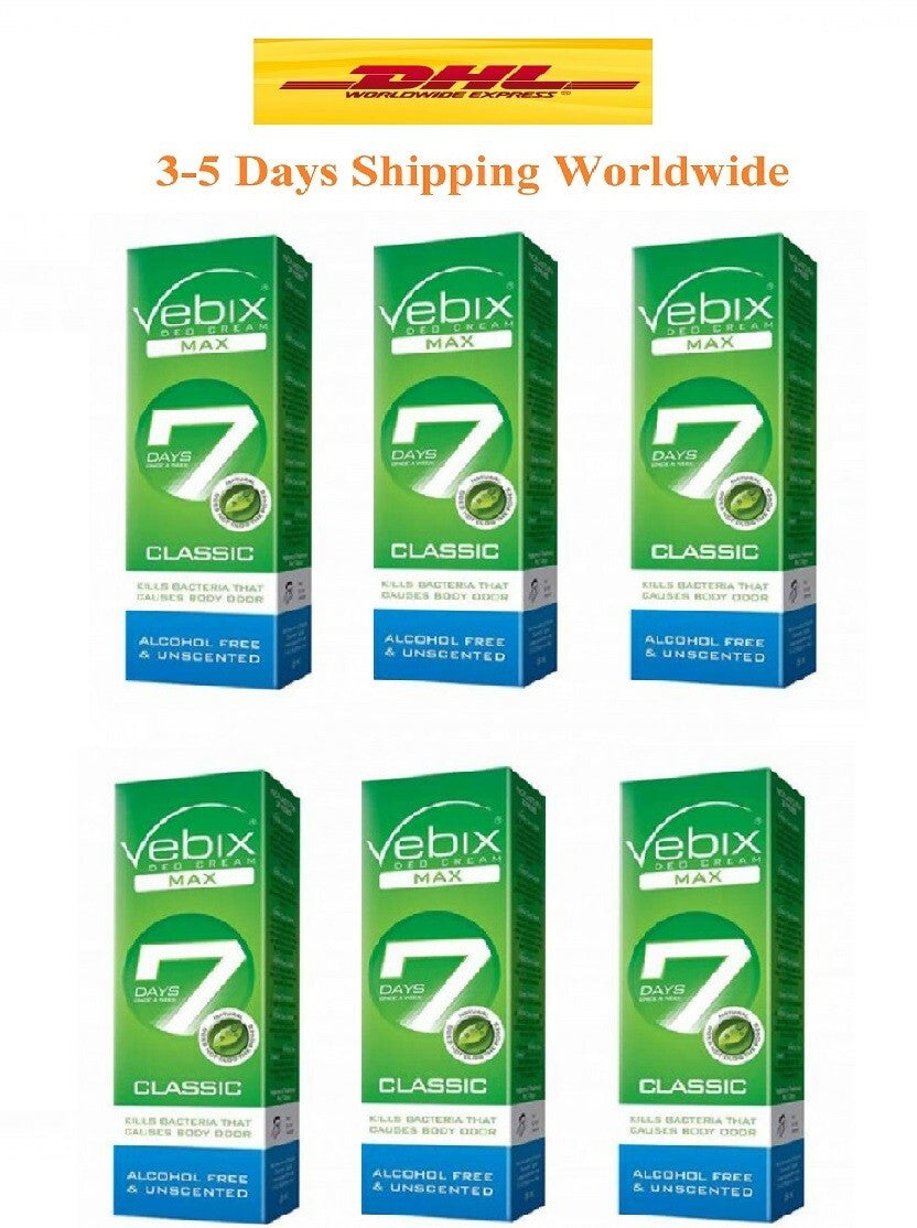 6X Vebix Deodorant Cream 7 Days Long Lasting Antiperspirant Aluminum Free Unisex0