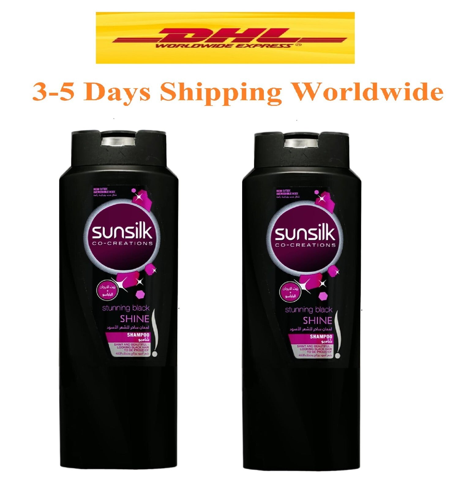 2X Sunsilk Stunning Black Shampoo For Shiny Black Hair Soap Free 600 ml Each1