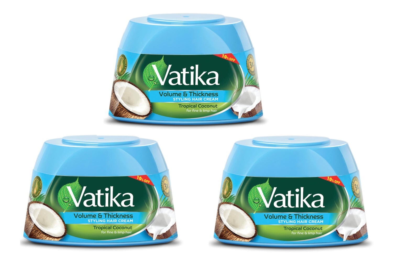 3X Vatika Volume &Thickness Styling Hair Cream Tropical Coconut Oil 210 ml0