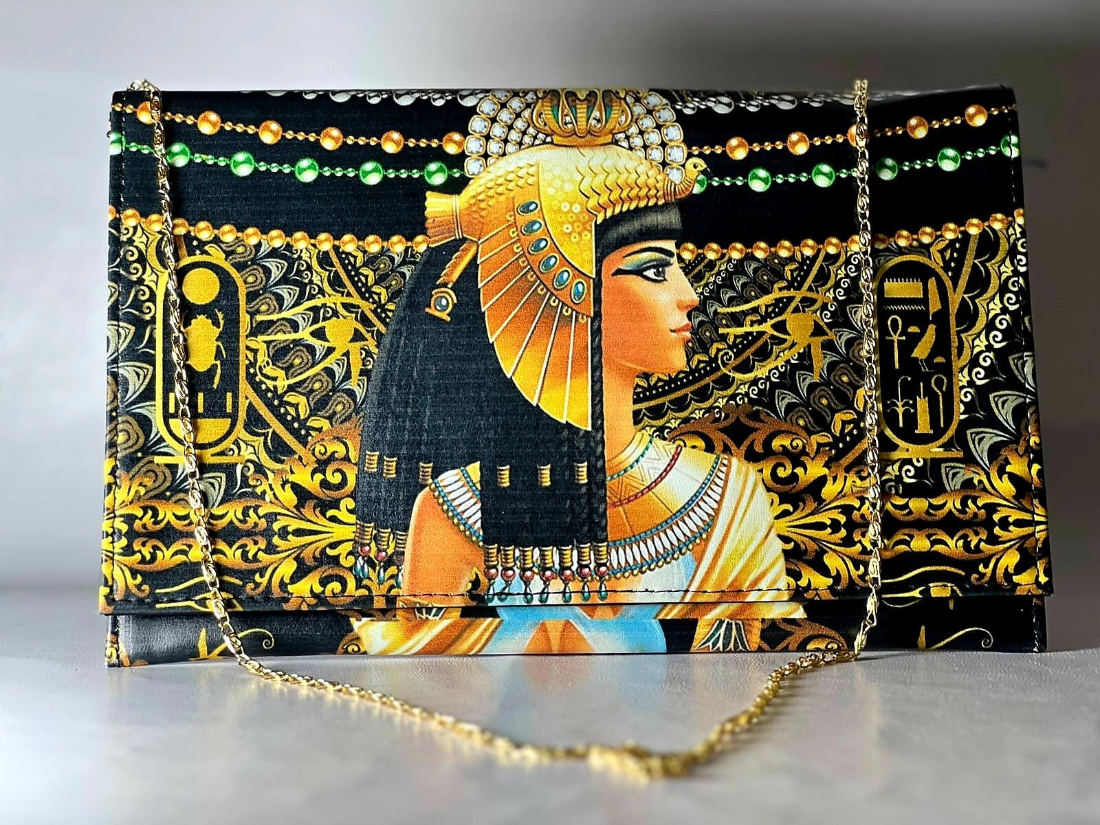 Queen Cleopatra Portefeuille Printed Leather Women Portfolio Egyptian Purse0