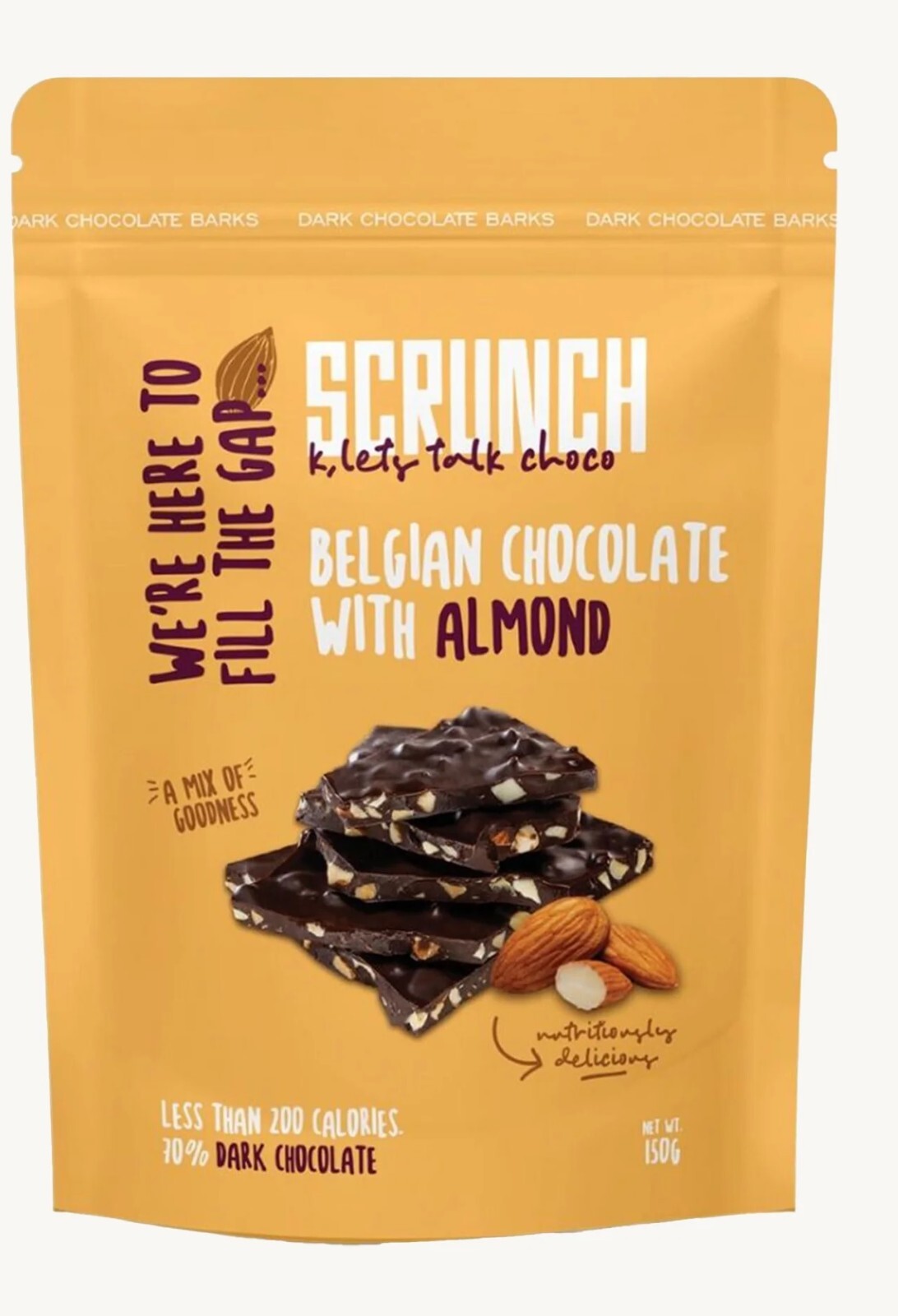 SCRUNCH BELGIAN CHOCOLATE WITH ALMOND Dark  6 x 150g/5.2 oz1