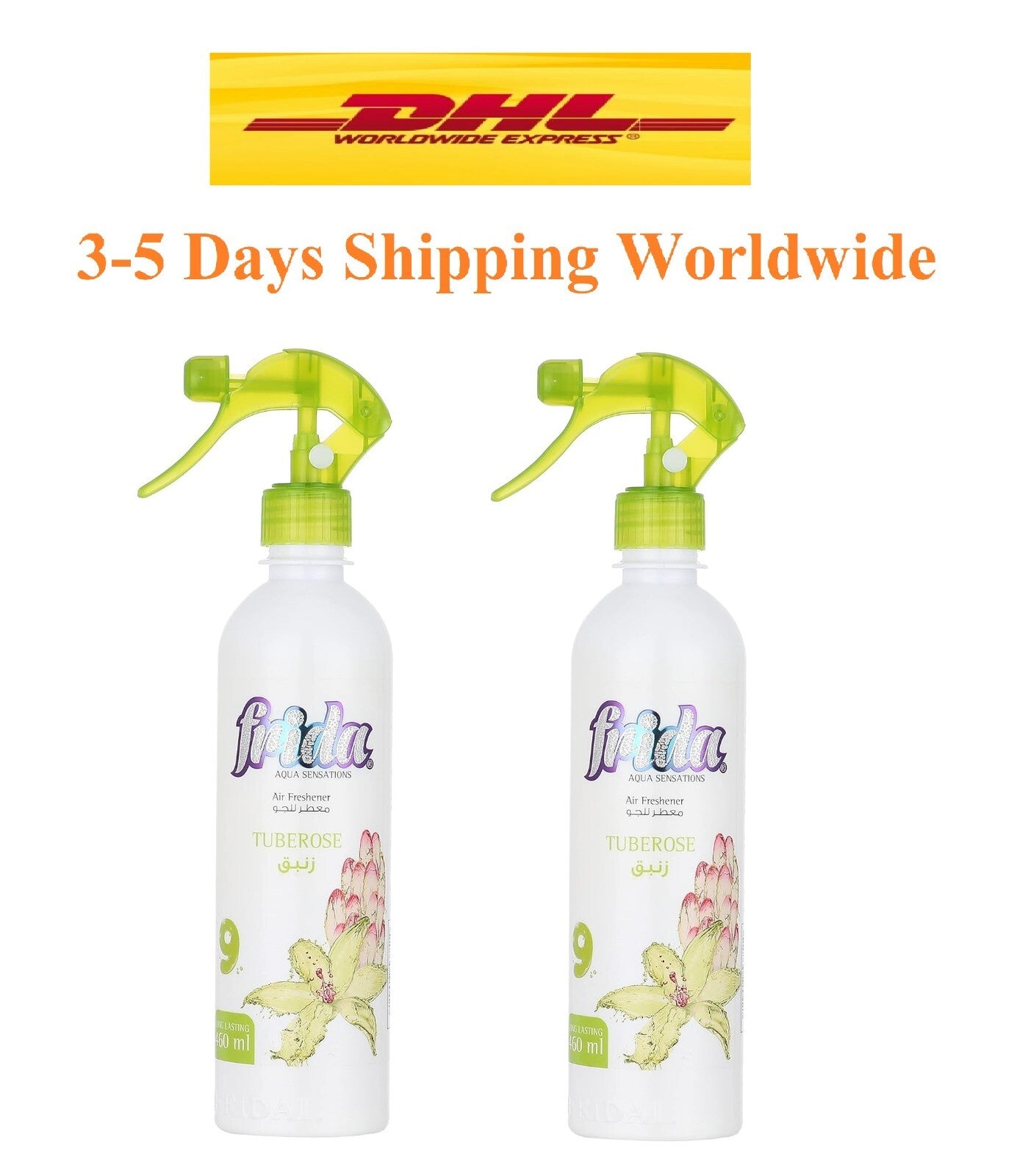 2 Frida Spray Air Freshener Long Lasting Tuberose Fragrance Aqua Sensation 460ml0