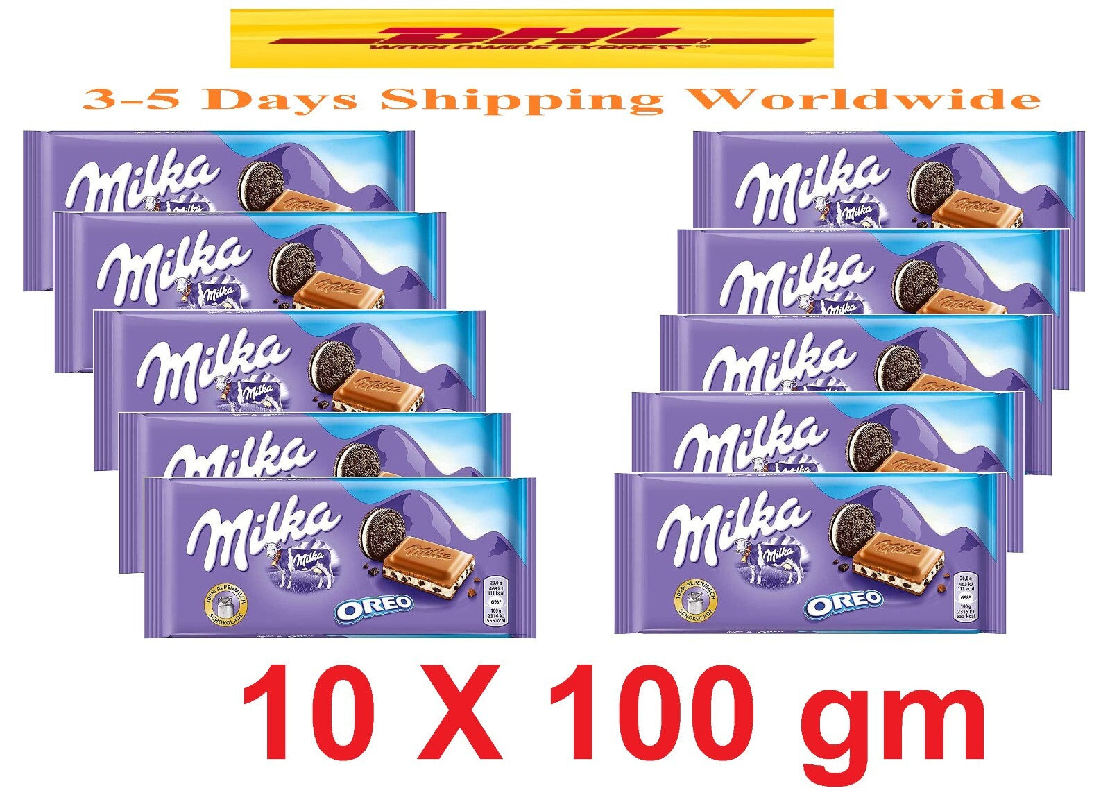 10 Milka Chocolate Oreo Bars 1 Kg Chocolate 2.2 Ib. Fast Worldwide Shipping0