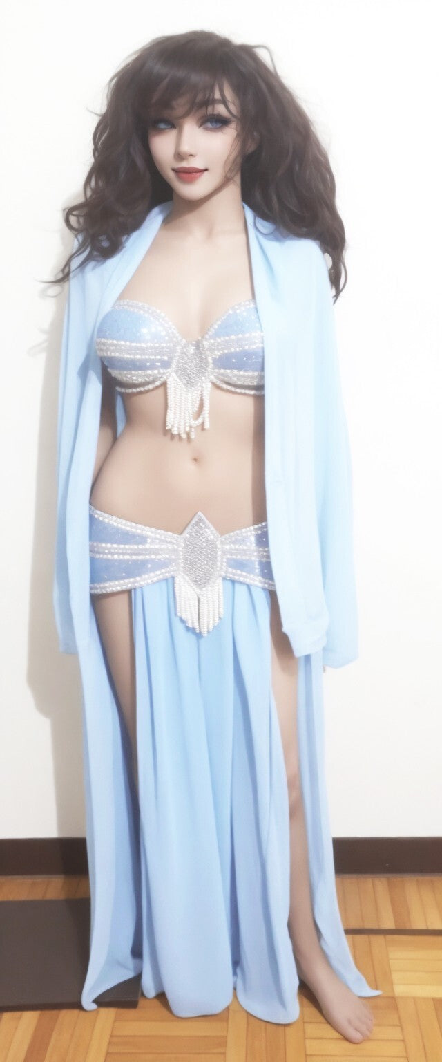 Professional Handmade Egyptian Bellydance Dress Embroidered Dancing Bra& Skirt  8