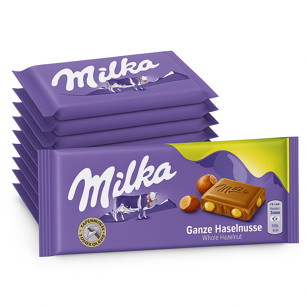Milka Hazelnut Chocolate 10 Bars X 100 g 1 Kg Of Chocolate 2.2 Ib. Fast Shipping2
