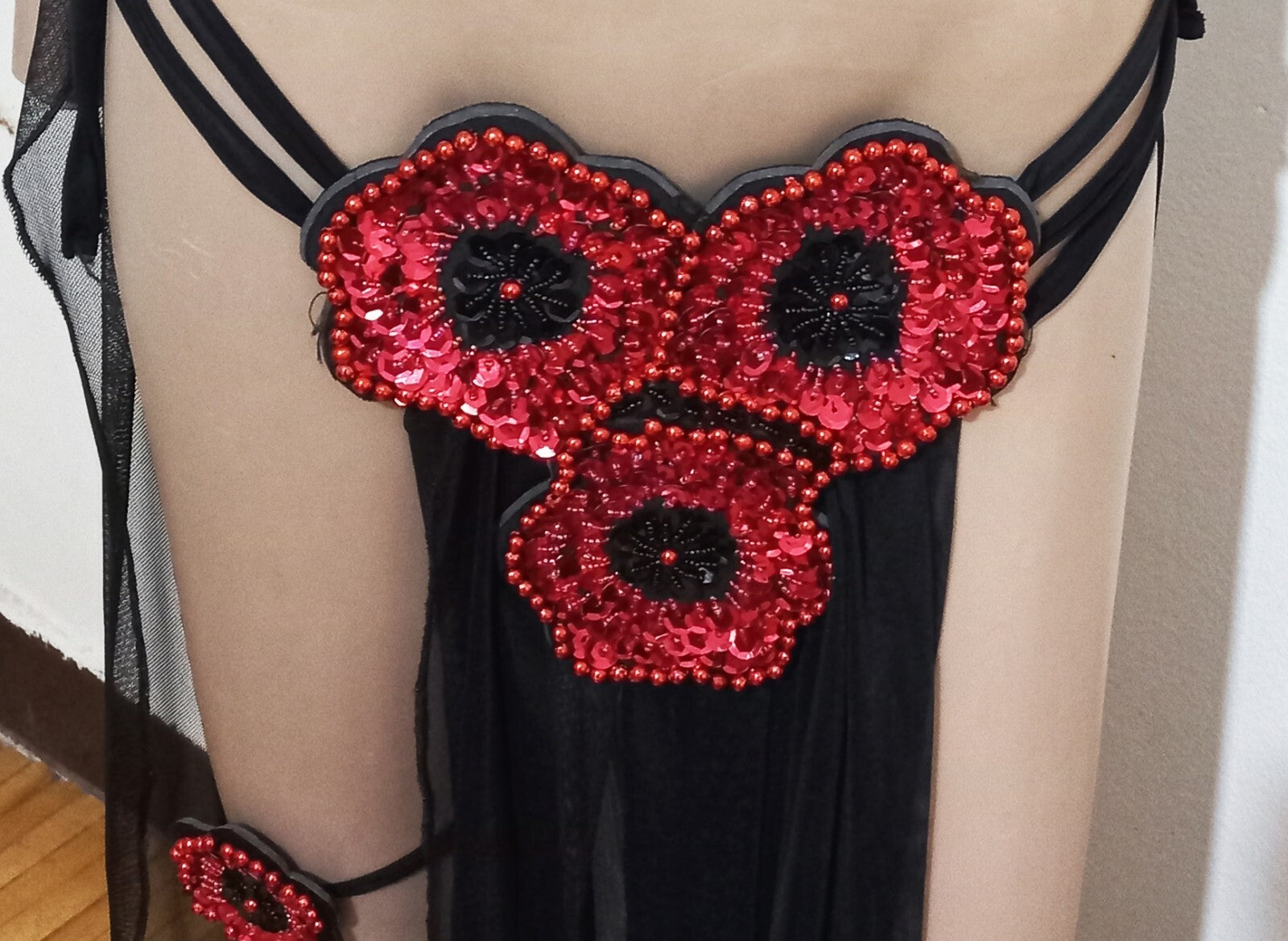 Egyptian Professional Belly Dance Costume Shiny Beaded Bra With Strings Skirt4