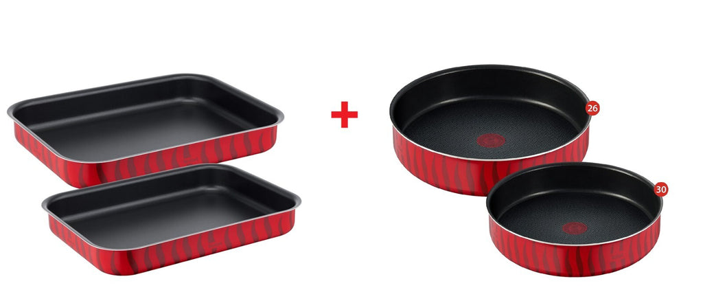 4 Tefal Tempo Flame Oven Trays Round &Rectangle Non Stick Coated In France8