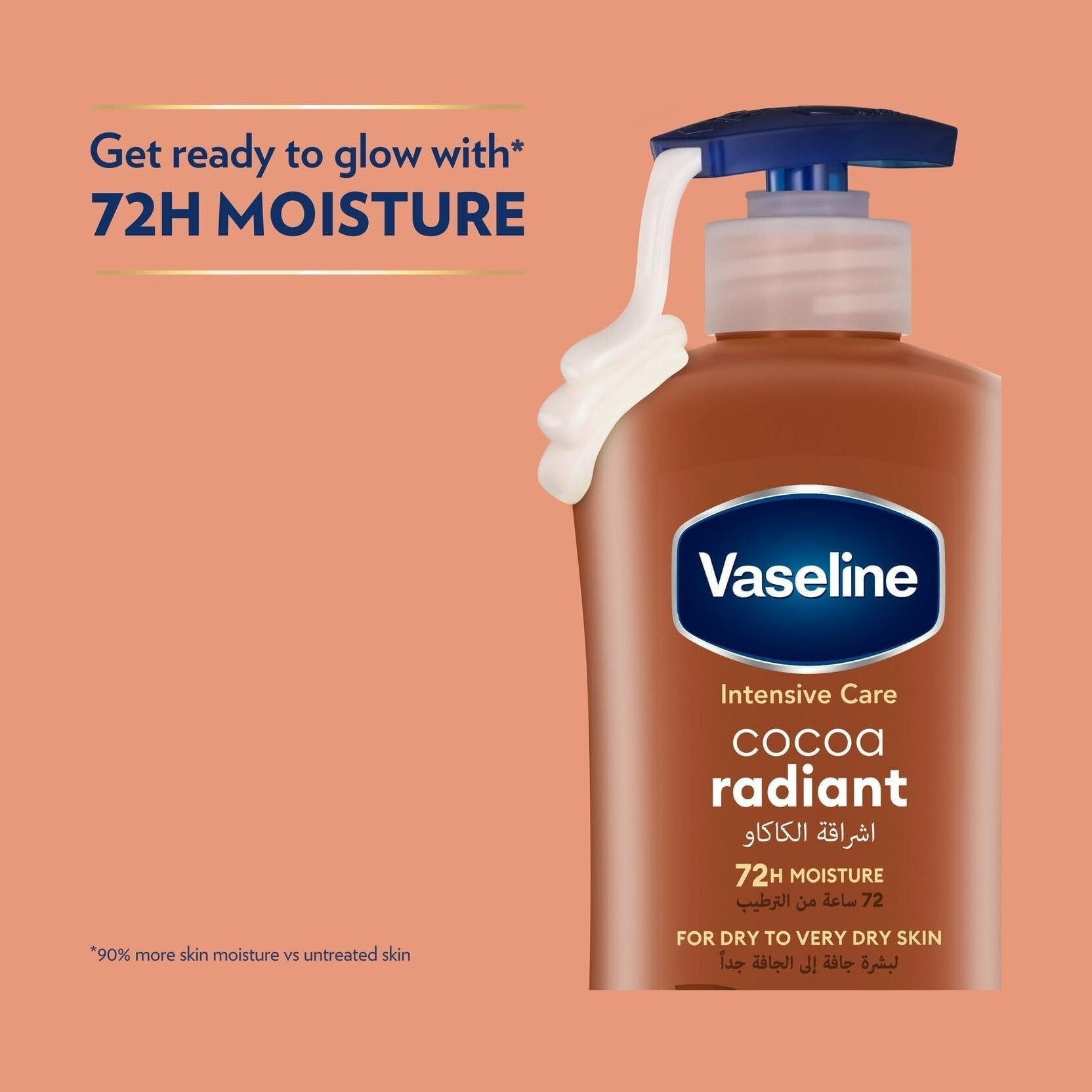 Vaseline Intensive Care Cocoa radiant 72H  Body Lotion for dry skin 2X400 ml3