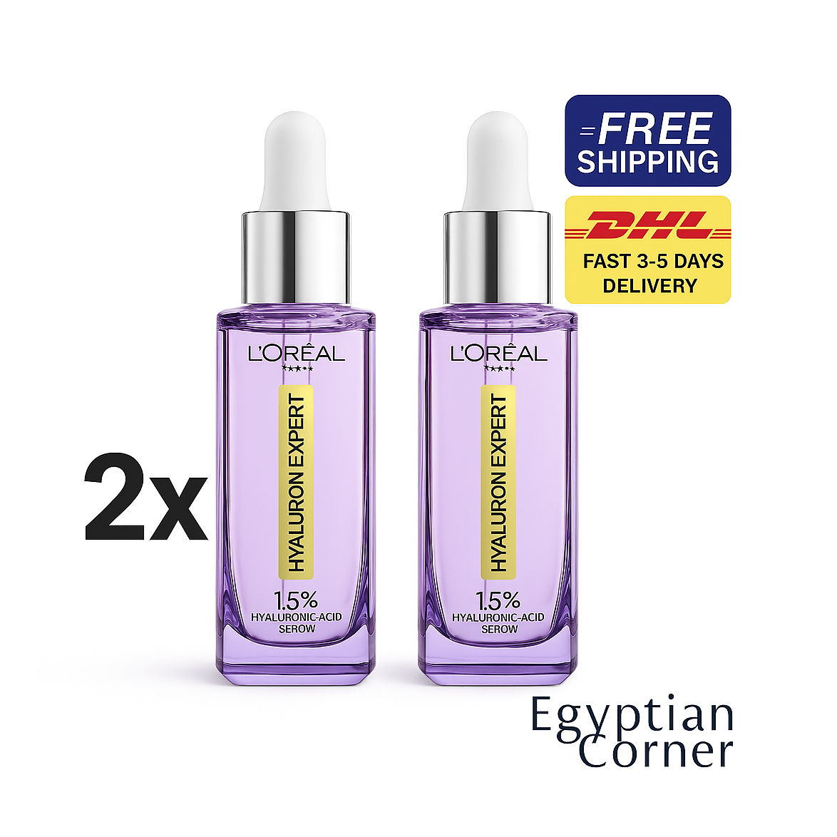 L'Oréal Paris Hyaluron Expert Hyaluronic Acid Serum Plump Skin in 7 Days 2X30 ml0