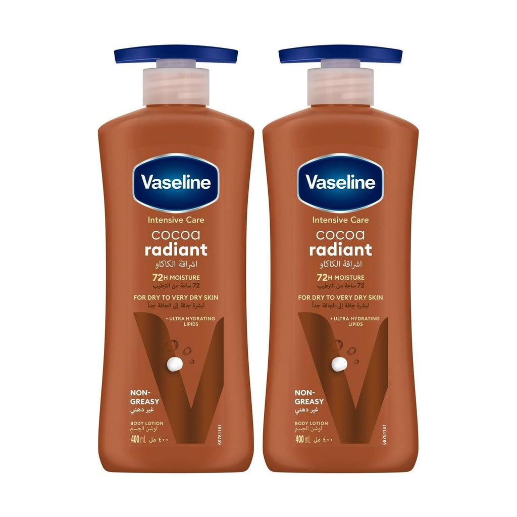 Vaseline Intensive Care Cocoa radiant 72H  Body Lotion for dry skin 2X400 ml0