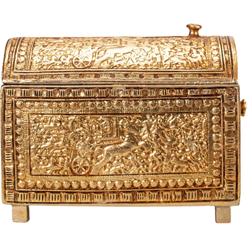 King Tut Jewelry Box Carved With Battle Scenes & Pharaonic Drawings Handmade0