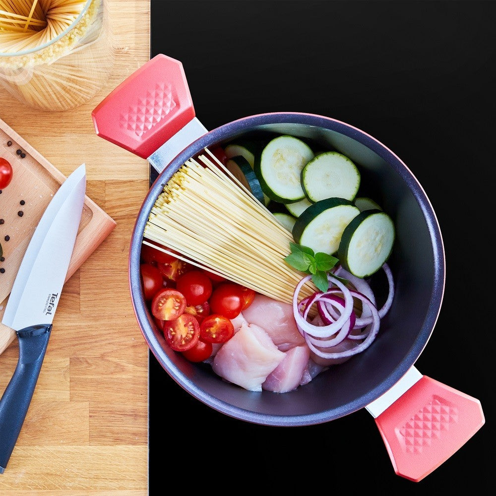 2 Tefal Expert Cooking Pot &Lids Double Titanium Non Stick  Coated In France Red5