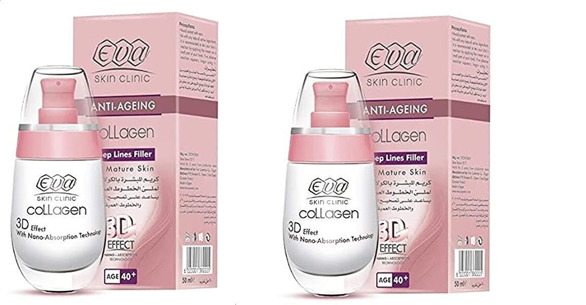 2X Eva Skin Anti Aging Collagen Cream Deep Lines Filler 3D Effect 50 ml Age 40+1