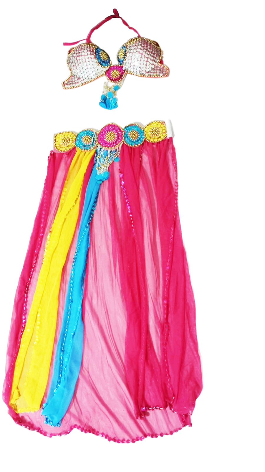 Belly Dance Costume Colorful Tassel Embroidered Bra Long Skirt Egyptian Handmade4
