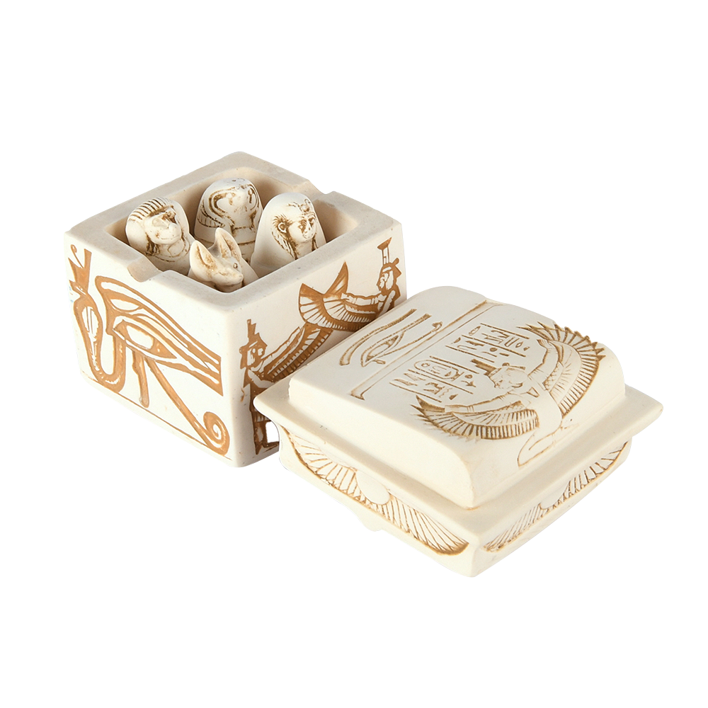 Alabaster Ancient Egyptian Canopic Jars The Suns Of Horus Handmade Souvenir2