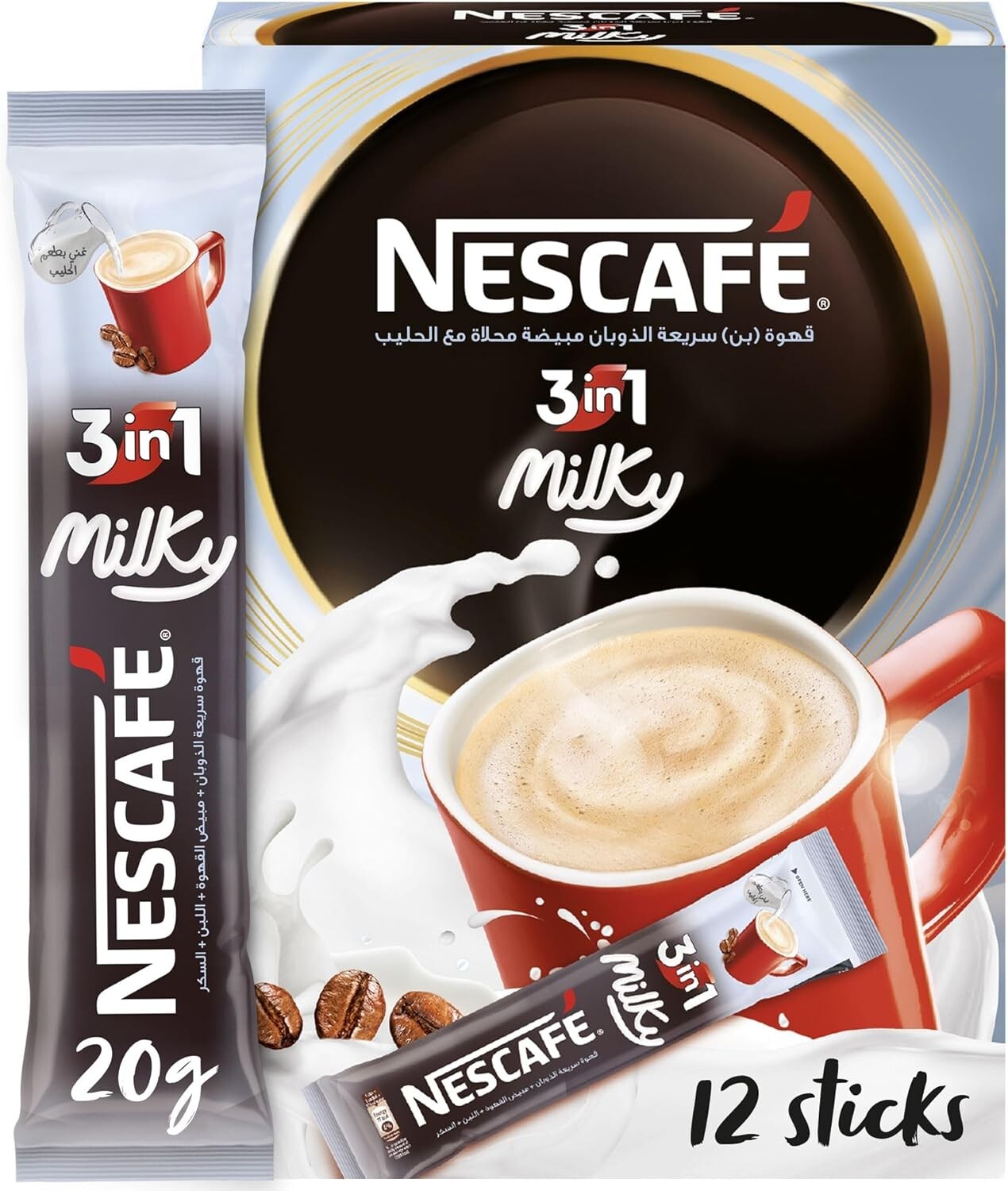 6 Box NESCAFE milky 3 In 1 Instant Coffee  72 Sticks x 21 g Fast Shipping0