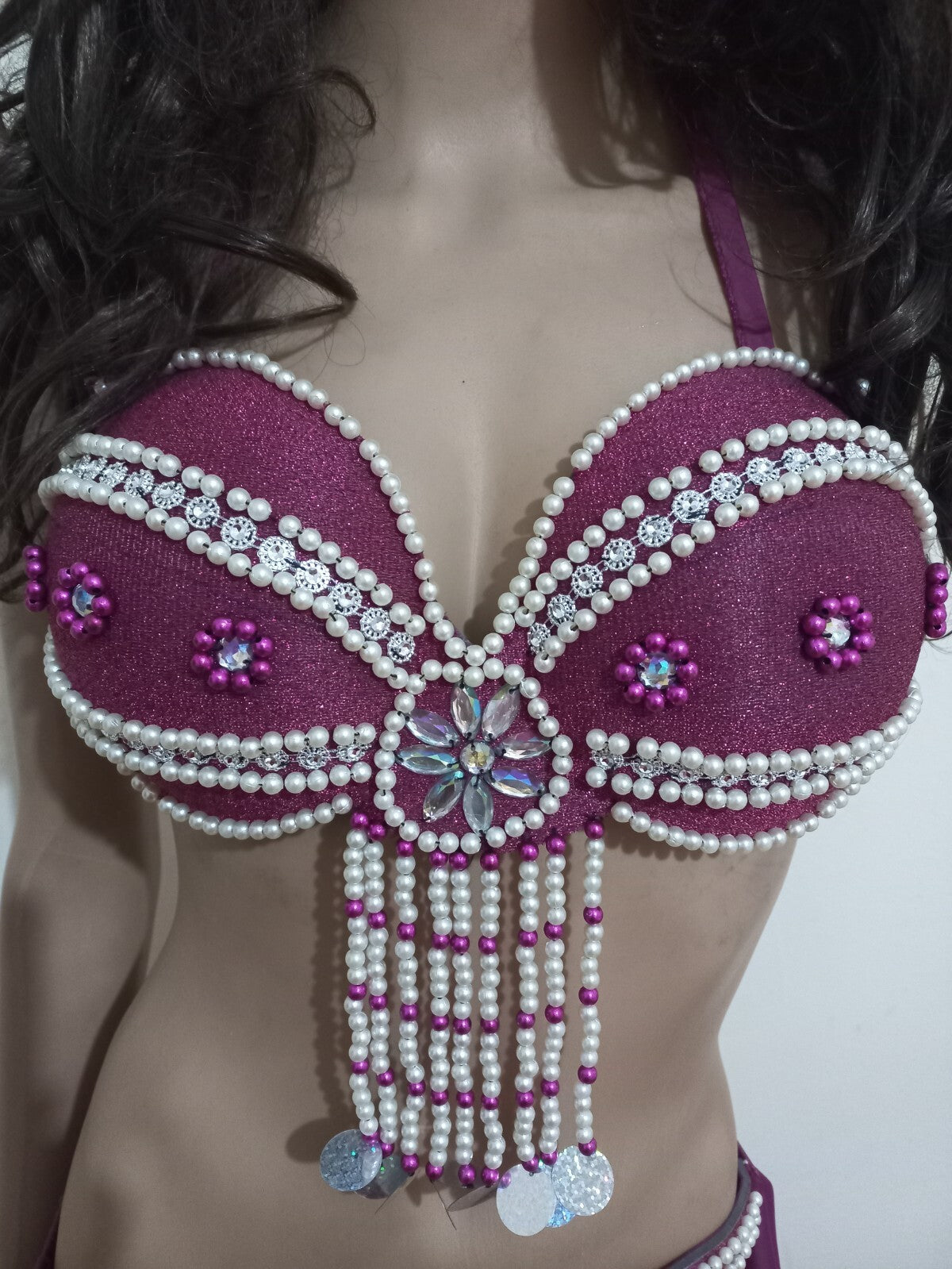 Egyptian Professional Belly Dance Costume Purple& Silver Sexy Belly dance Dress10