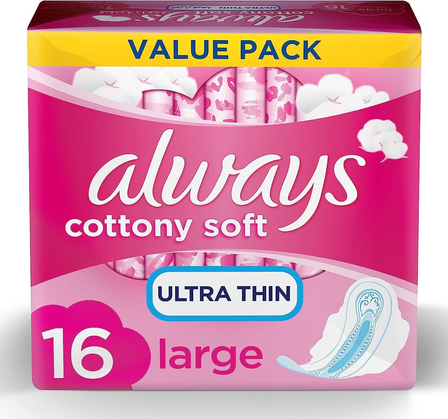 3 PK Always Cotton Soft Ultra Thin Long Sanitary Pads with Wings 48 Pads Count1