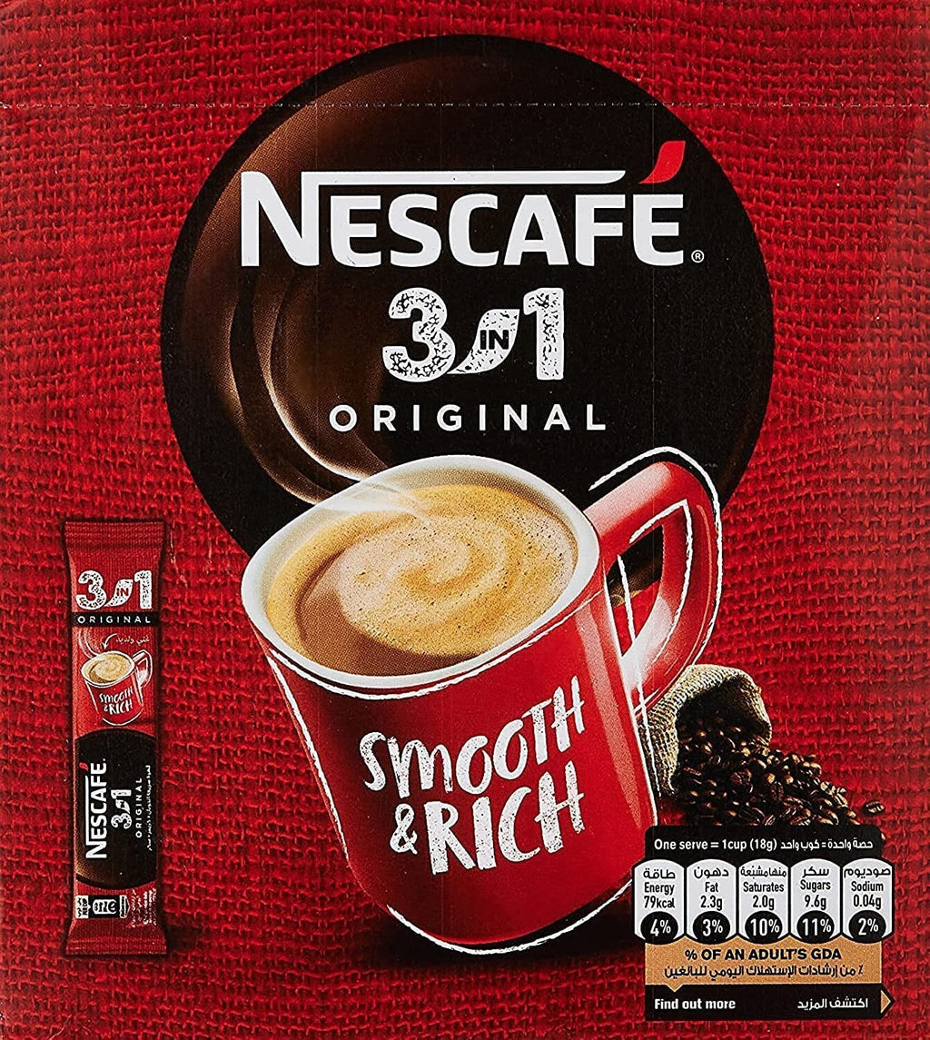 6 Box Nescafe 3 In 1 Original Mix Instant Coffee 144 Sticks x18 g Fast Shipping1