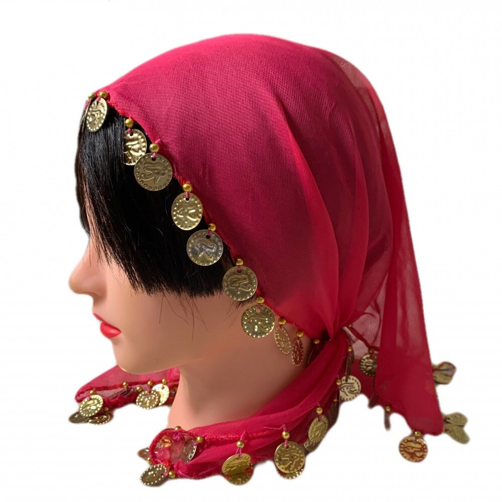 Women Egyptian Traditional Coins Scarf Vintage Head Dancing Accessories Chiffon 1