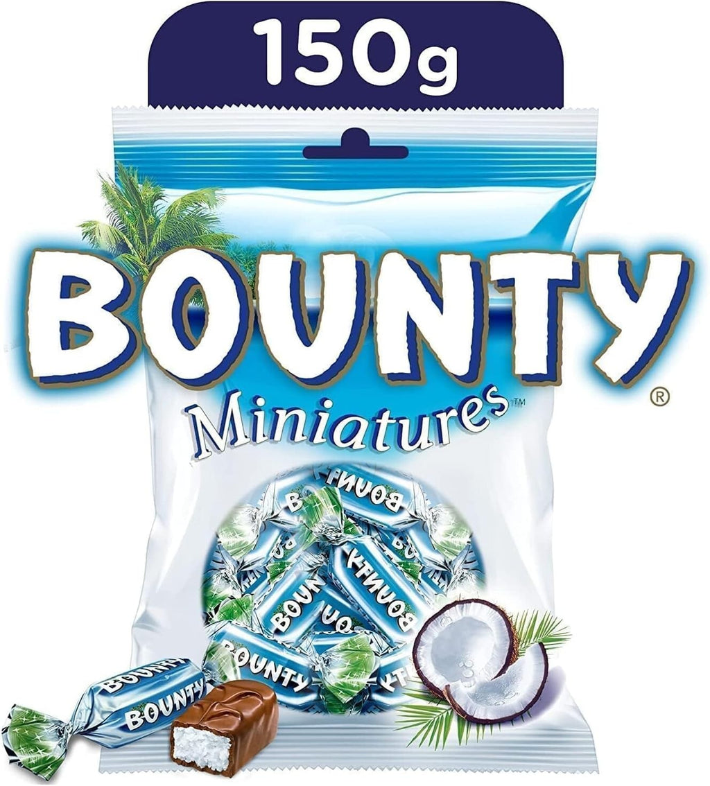 6 X Bounty Miniatures Coconut Milk Chocolate Pouch 150 g Sweet Snack Fast Ship1