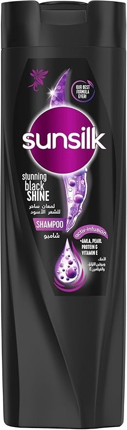 2X Sunsilk Stunning Black Shampoo For Shiny Black Hair Soap Free 600 ml Each2