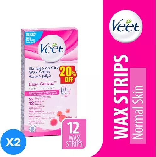 5X Veet Wax Strips For Normal Skin Easy Gel Body Hair Wax 28 Days Soft 60 strips1