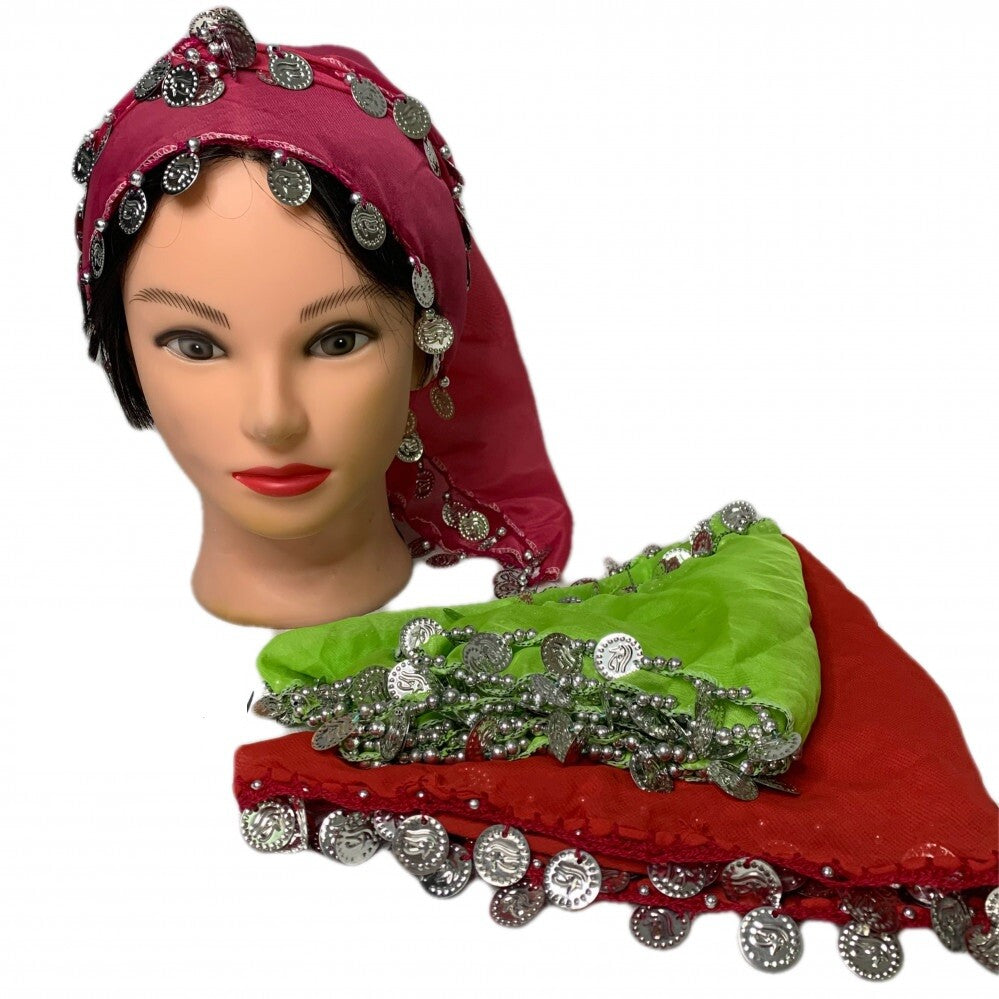 Women Egyptian Traditional Coins Scarf Vintage Head Dancing Accessories Chiffon 4