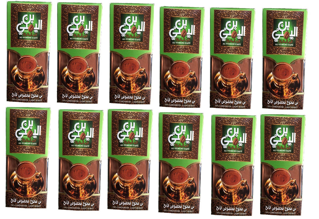 12 Pack Al Yemeni Cafe Cardamom Light Roast Coffee Egyptian High Quality 100 g0