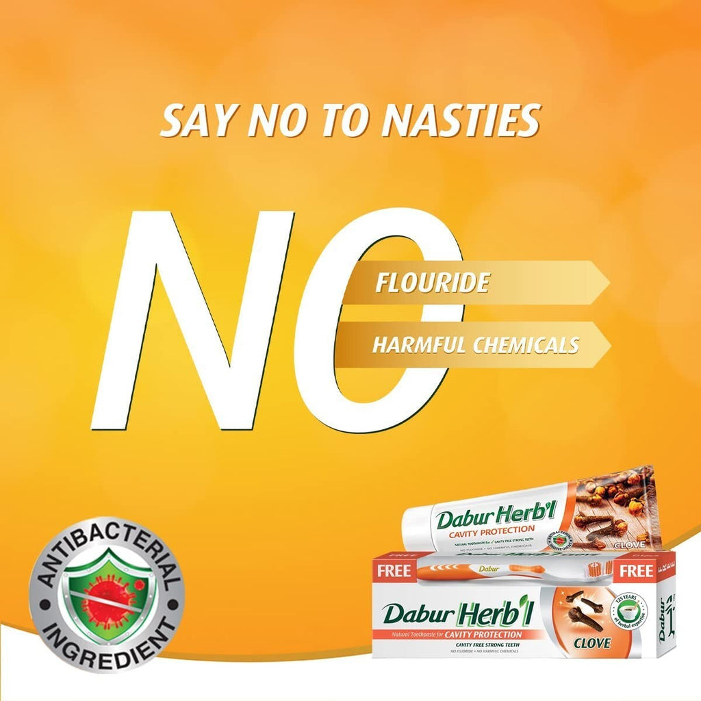 Dabur Herbal Natural Clove Toothpaste No Harmful Chemicals Toothbrush 150ml5