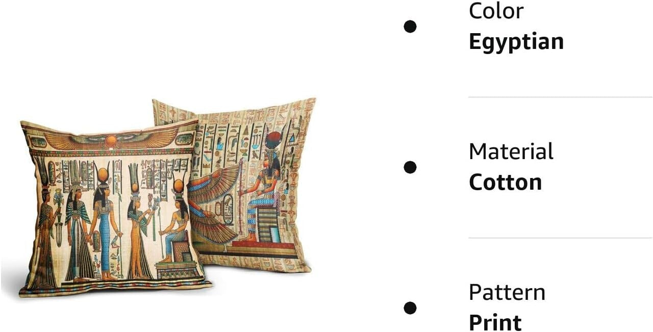 2 Ancient Egyptian Print Pillow Case Cotton Pharaonic Pillow Cover Decorative4