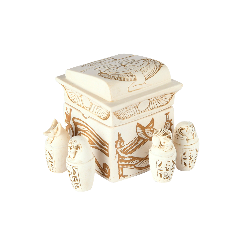 Alabaster Ancient Egyptian Canopic Jars The Suns Of Horus Handmade Souvenir3