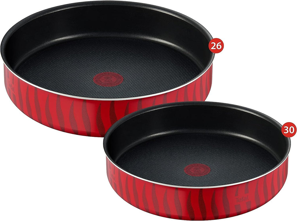 Tefal Tempo Flame Round Oven Tray Set 26, 30 cm Red Coated In France Non Stick0