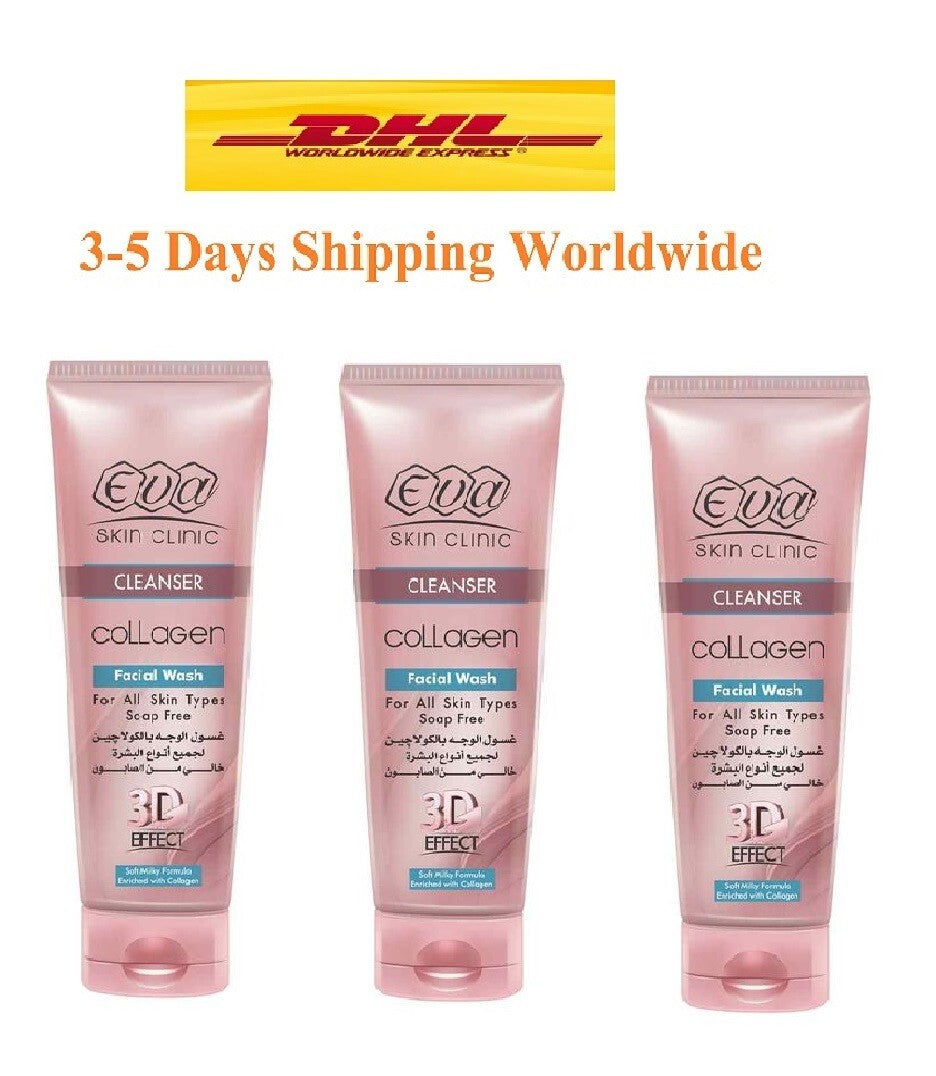 Eva Skin Collagen Facial Cleanser All Skin Types Soap Free 3D Effect 3X 150 ml0