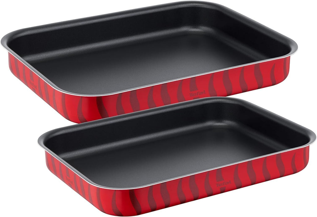 4 Tefal Tempo Flame Oven Trays Round &Rectangle Non Stick Coated In France4