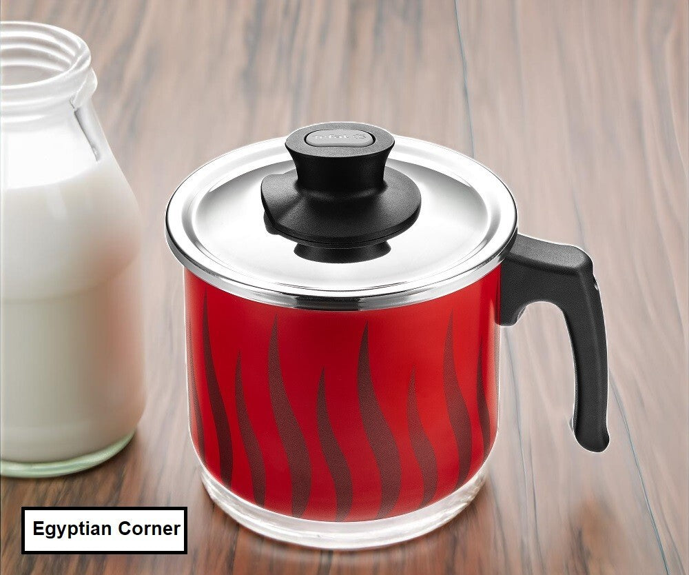 Tefal Tempo Flame Milk Pot With Lid &Handle 14cm Non Stick Coated In France Red0