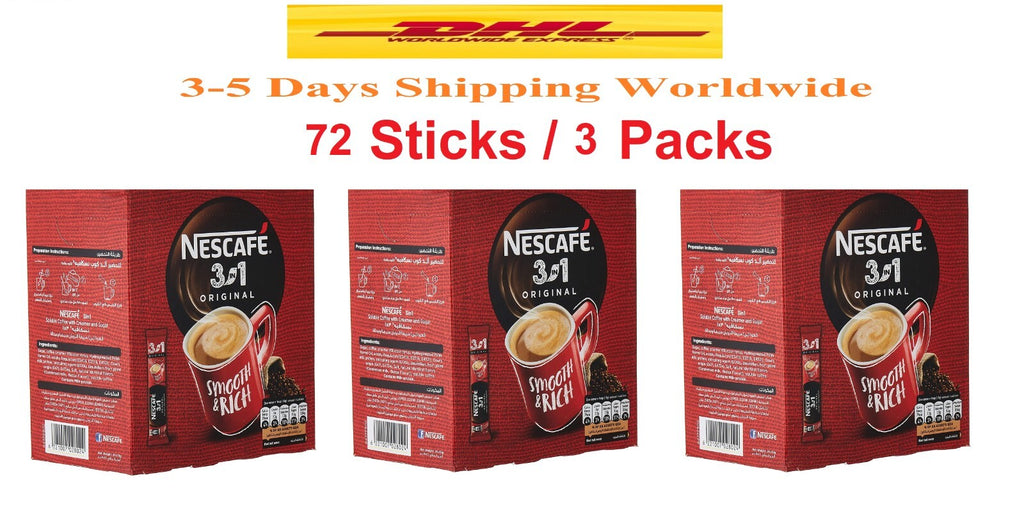 Nescafe 3 In 1 Original Mix Instant Coffee 72 Sticks x18 g 3Pack Fast Shipping0