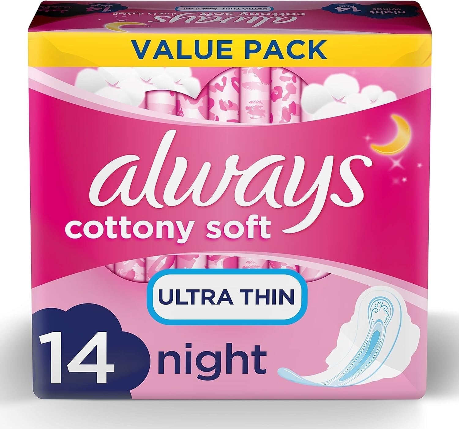 3 PK Always Cotton Soft Ultra Thin Long Sanitary Night Pads with Wings 42 Count1