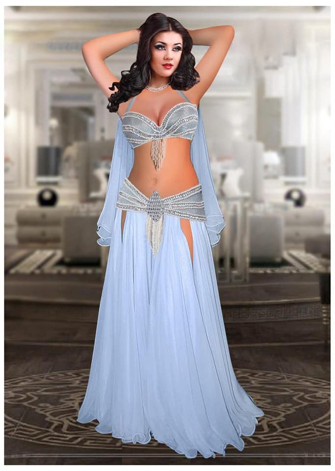 Professional Handmade Egyptian Bellydance Dress Embroidered Dancing Bra& Skirt  0